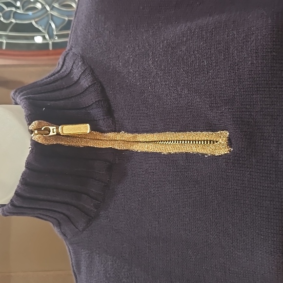 Karen Scott Quarter Zip Mock Neck Navy Blue Sweater, M, 100% Cotton - Picture 2 of 4